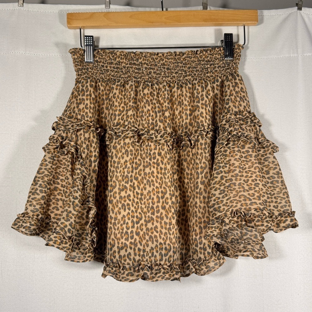 Urban Outfitters Leopard Print Ruffled Mini Skirt